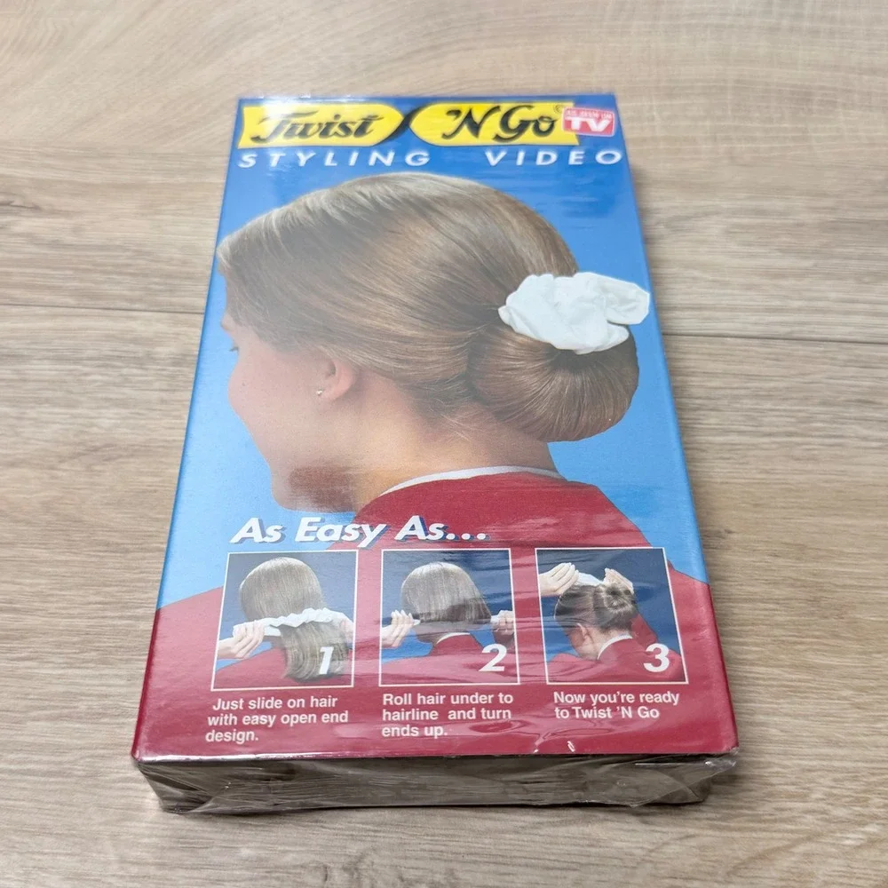 Twist N Go Hair Twister Set Womens OS Black White Gold Vintage As Seen On TV VHS